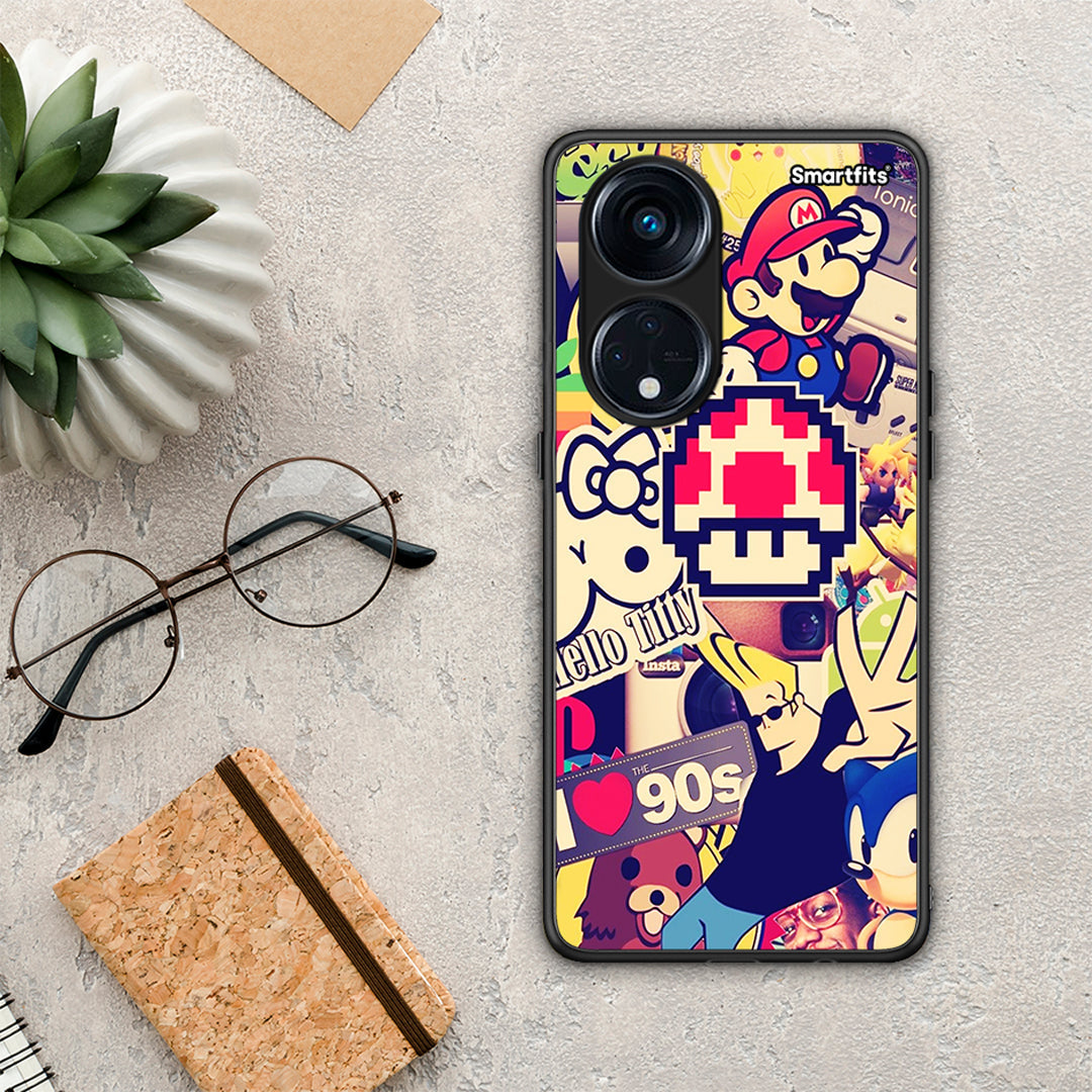 Θήκη Oppo A98 Love The 90s από τη Smartfits με σχέδιο στο πίσω μέρος και μαύρο περίβλημα | Oppo A98 Love The 90s Case with Colorful Back and Black Bezels