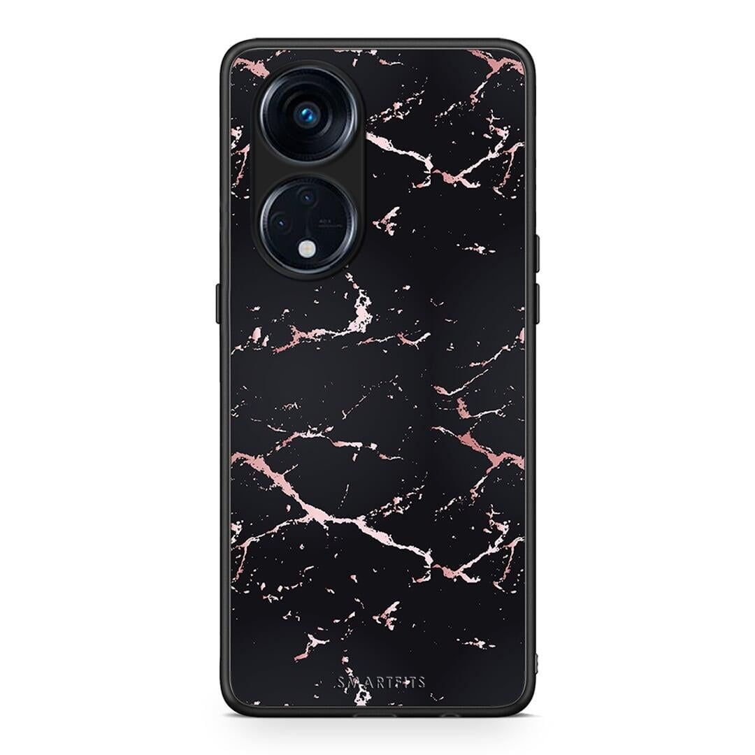 Θήκη Oppo A98 Marble Black Rosegold από τη Smartfits με σχέδιο στο πίσω μέρος και μαύρο περίβλημα | Oppo A98 Marble Black Rosegold Case with Colorful Back and Black Bezels