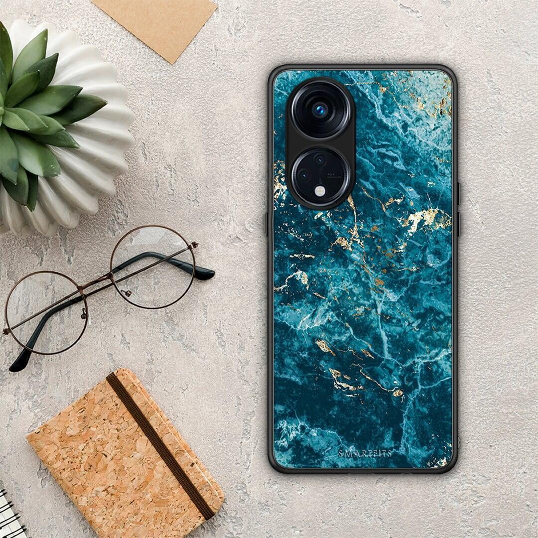 Θήκη Oppo A98 Marble Blue από τη Smartfits με σχέδιο στο πίσω μέρος και μαύρο περίβλημα | Oppo A98 Marble Blue Case with Colorful Back and Black Bezels