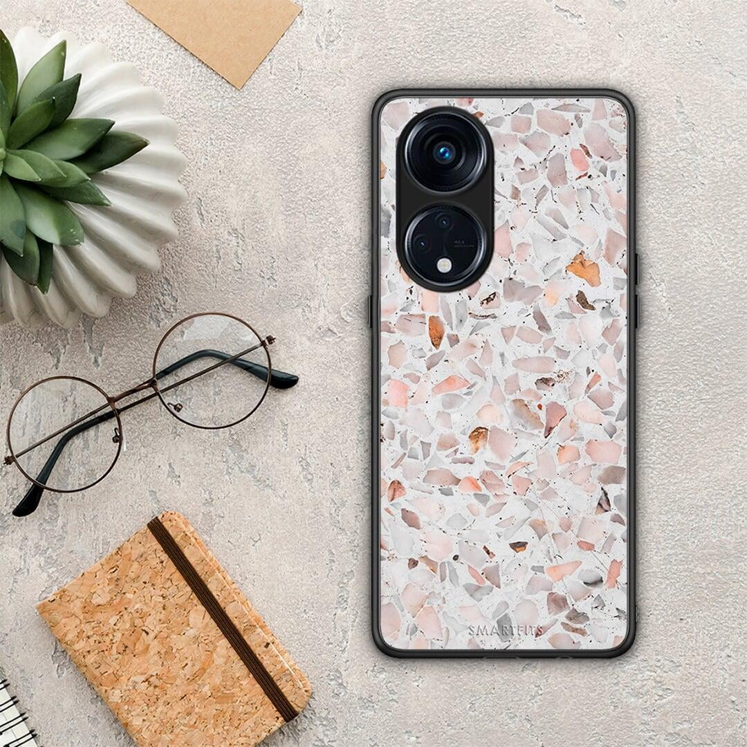 Θήκη Oppo A98 Marble Terrazzo από τη Smartfits με σχέδιο στο πίσω μέρος και μαύρο περίβλημα | Oppo A98 Marble Terrazzo Case with Colorful Back and Black Bezels