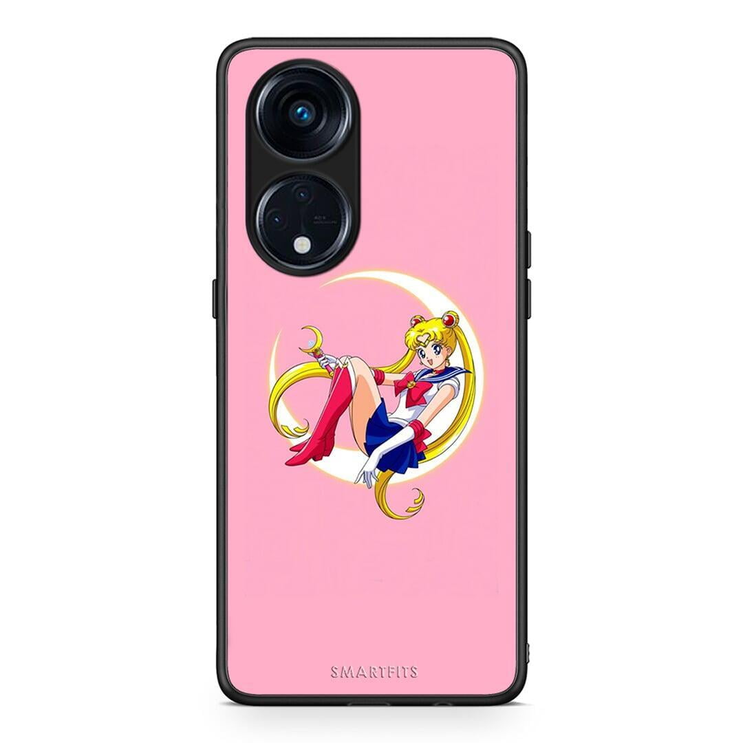 Θήκη Oppo A98 Moon Girl από τη Smartfits με σχέδιο στο πίσω μέρος και μαύρο περίβλημα | Oppo A98 Moon Girl Case with Colorful Back and Black Bezels