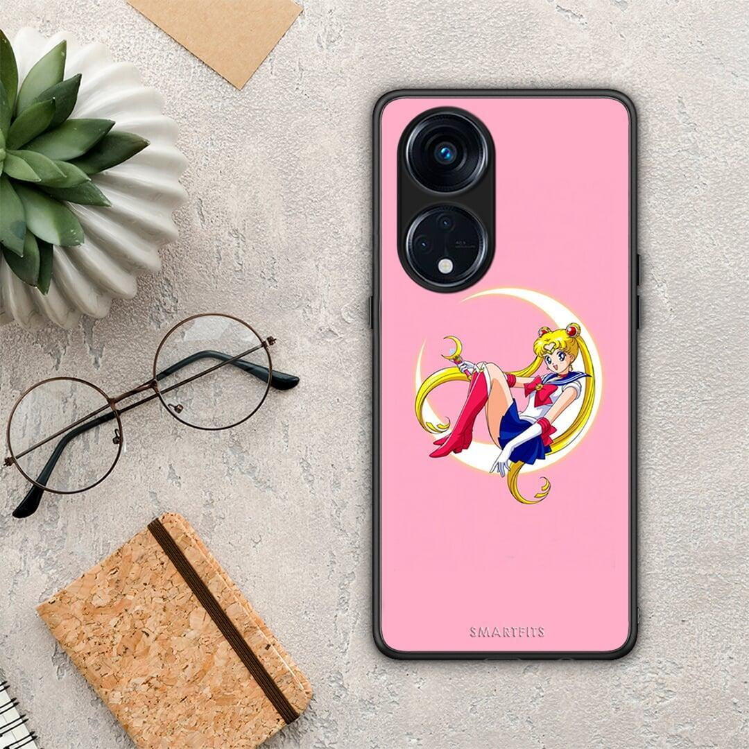 Θήκη Oppo A98 Moon Girl από τη Smartfits με σχέδιο στο πίσω μέρος και μαύρο περίβλημα | Oppo A98 Moon Girl Case with Colorful Back and Black Bezels