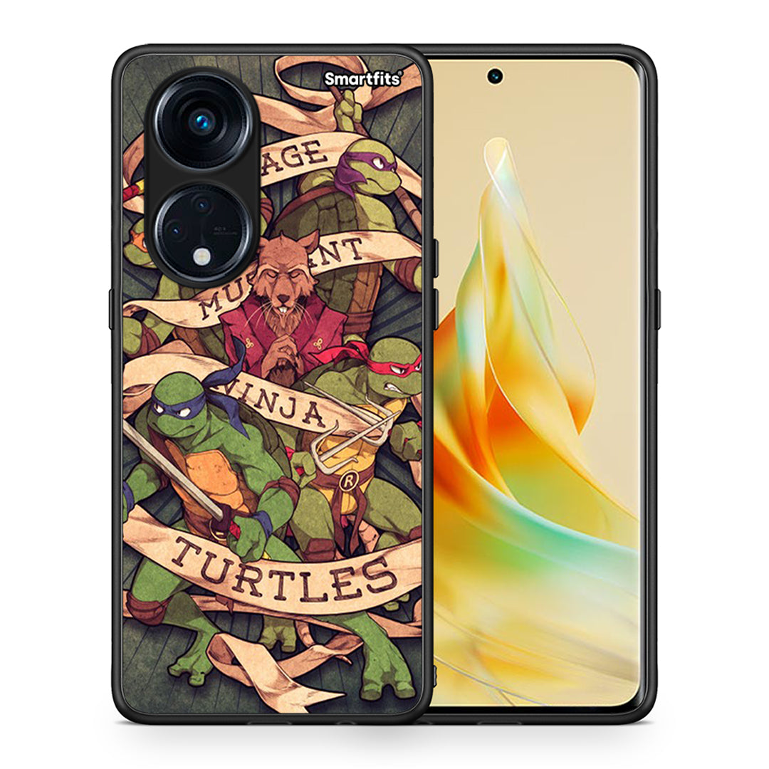 Θήκη Oppo A98 Ninja Turtles από τη Smartfits με σχέδιο στο πίσω μέρος και μαύρο περίβλημα | Oppo A98 Ninja Turtles Case with Colorful Back and Black Bezels