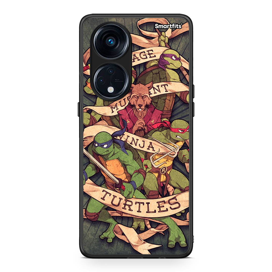 Θήκη Oppo A98 Ninja Turtles από τη Smartfits με σχέδιο στο πίσω μέρος και μαύρο περίβλημα | Oppo A98 Ninja Turtles Case with Colorful Back and Black Bezels