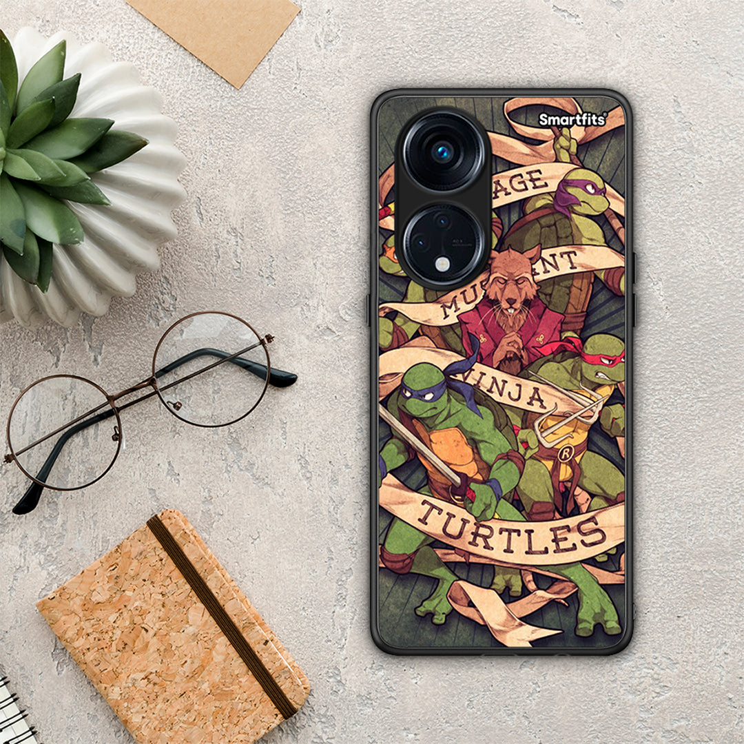 Θήκη Oppo A98 Ninja Turtles από τη Smartfits με σχέδιο στο πίσω μέρος και μαύρο περίβλημα | Oppo A98 Ninja Turtles Case with Colorful Back and Black Bezels