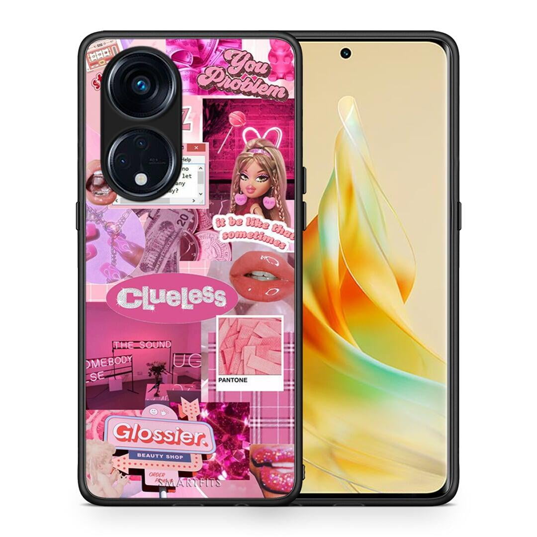 Θήκη Oppo A98 Pink Love από τη Smartfits με σχέδιο στο πίσω μέρος και μαύρο περίβλημα | Oppo A98 Pink Love Case with Colorful Back and Black Bezels