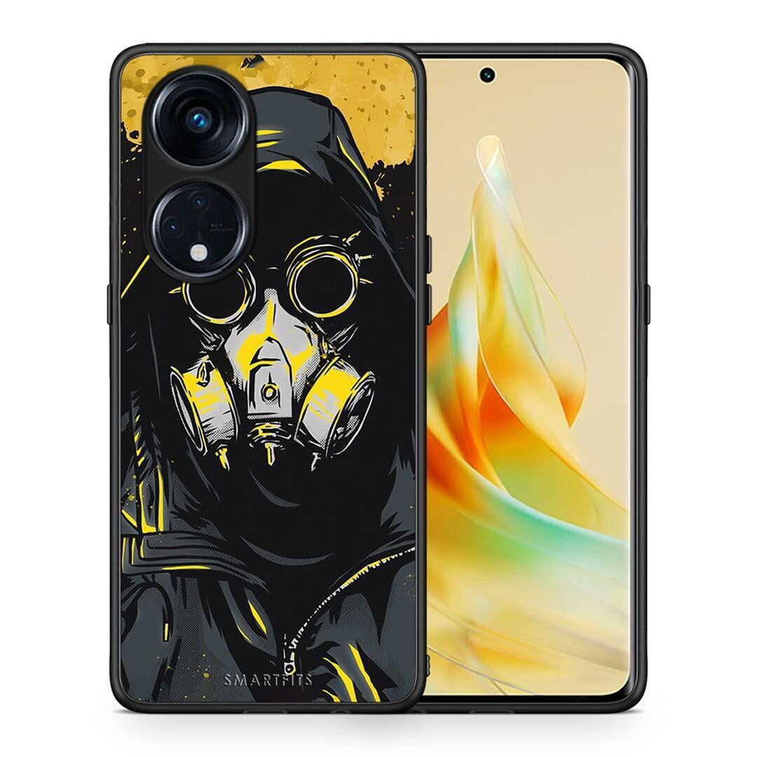 Θήκη Oppo A98 PopArt Mask από τη Smartfits με σχέδιο στο πίσω μέρος και μαύρο περίβλημα | Oppo A98 PopArt Mask Case with Colorful Back and Black Bezels