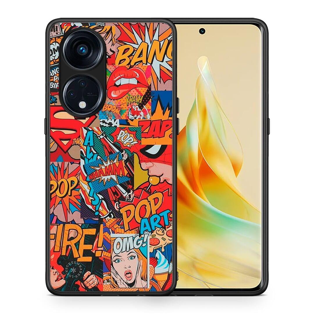 Θήκη Oppo A98 PopArt OMG από τη Smartfits με σχέδιο στο πίσω μέρος και μαύρο περίβλημα | Oppo A98 PopArt OMG Case with Colorful Back and Black Bezels