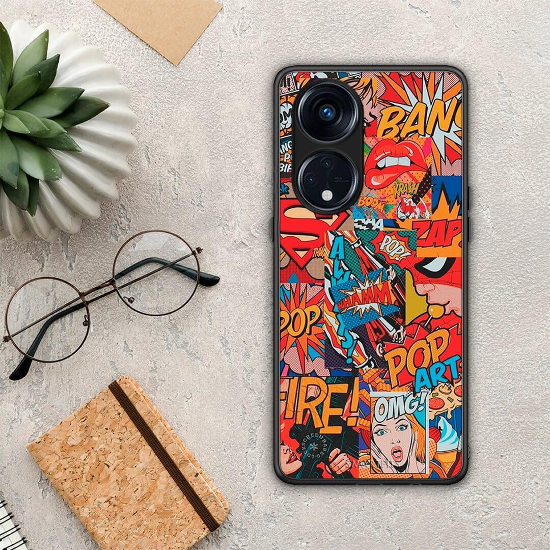 Θήκη Oppo A98 PopArt OMG από τη Smartfits με σχέδιο στο πίσω μέρος και μαύρο περίβλημα | Oppo A98 PopArt OMG Case with Colorful Back and Black Bezels