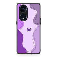 Thumbnail for Θήκη Oppo A98 Purple Mariposa από τη Smartfits με σχέδιο στο πίσω μέρος και μαύρο περίβλημα | Oppo A98 Purple Mariposa Case with Colorful Back and Black Bezels