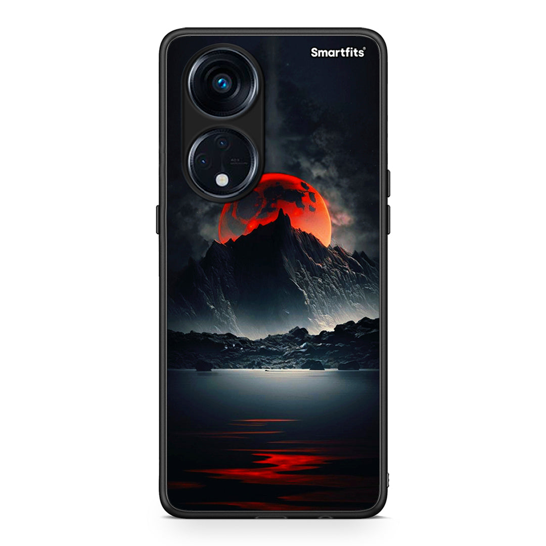 Θήκη Oppo Reno8T 5G / A1 Pro Red Full Moon από τη Smartfits με σχέδιο στο πίσω μέρος και μαύρο περίβλημα | Oppo Reno8T 5G / A1 Pro Red Full Moon Case with Colorful Back and Black Bezels