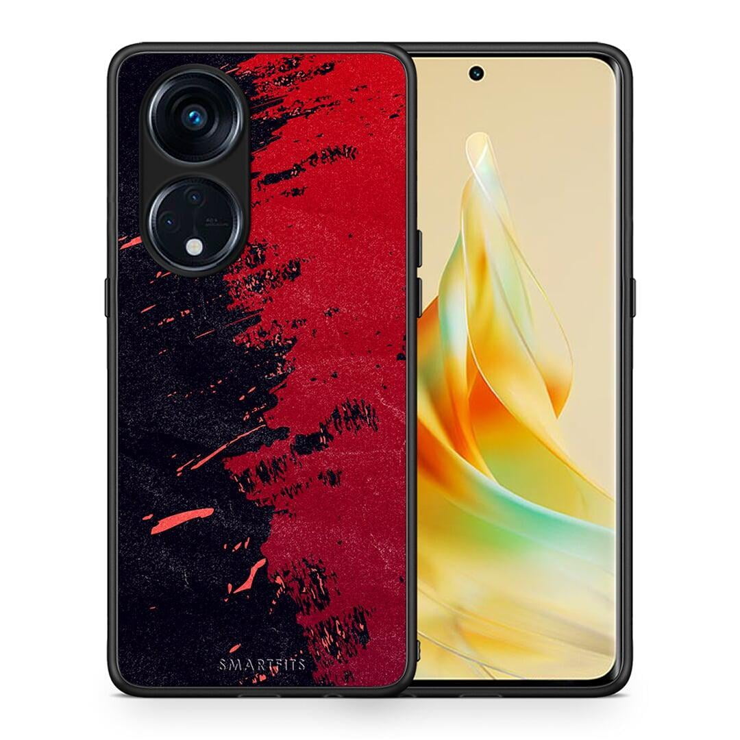 Θήκη Oppo A98 Red Paint από τη Smartfits με σχέδιο στο πίσω μέρος και μαύρο περίβλημα | Oppo A98 Red Paint Case with Colorful Back and Black Bezels