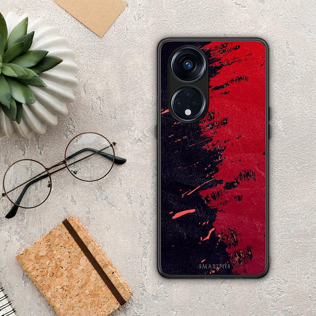 Θήκη Oppo A98 Red Paint από τη Smartfits με σχέδιο στο πίσω μέρος και μαύρο περίβλημα | Oppo A98 Red Paint Case with Colorful Back and Black Bezels