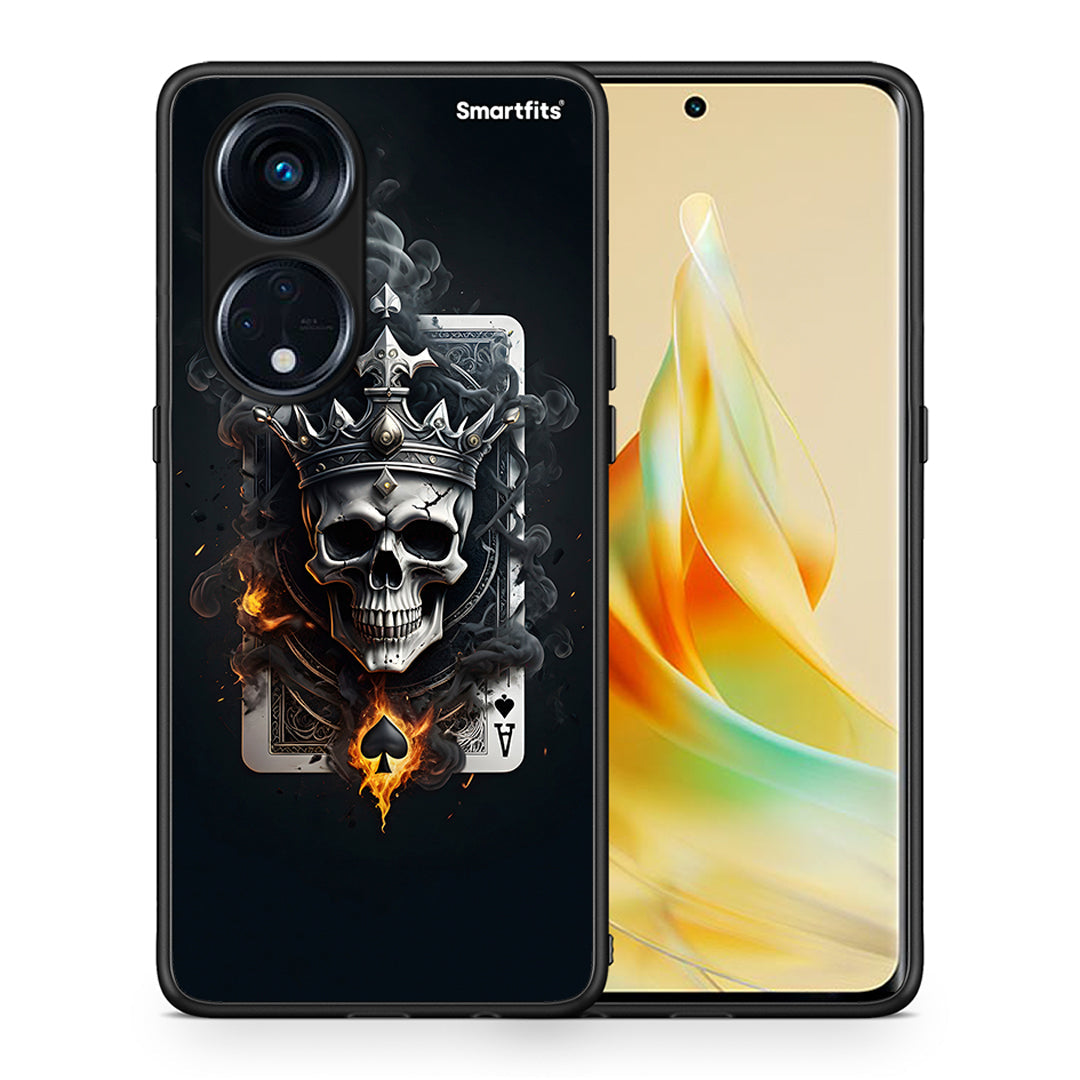 Θήκη Oppo A98 Skull King Ace από τη Smartfits με σχέδιο στο πίσω μέρος και μαύρο περίβλημα | Oppo A98 Skull King Ace Case with Colorful Back and Black Bezels