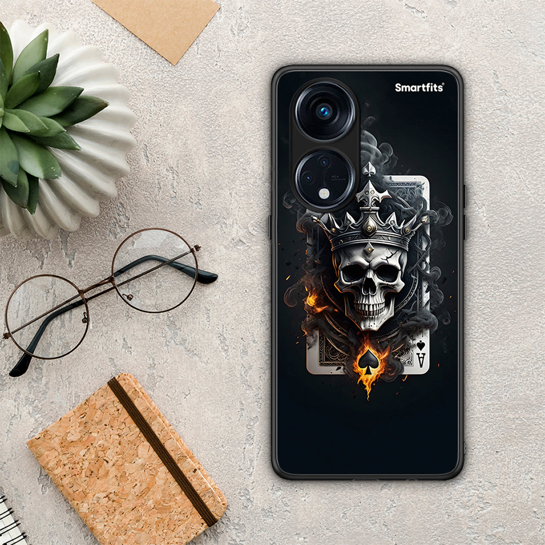 Θήκη Oppo A98 Skull King Ace από τη Smartfits με σχέδιο στο πίσω μέρος και μαύρο περίβλημα | Oppo A98 Skull King Ace Case with Colorful Back and Black Bezels