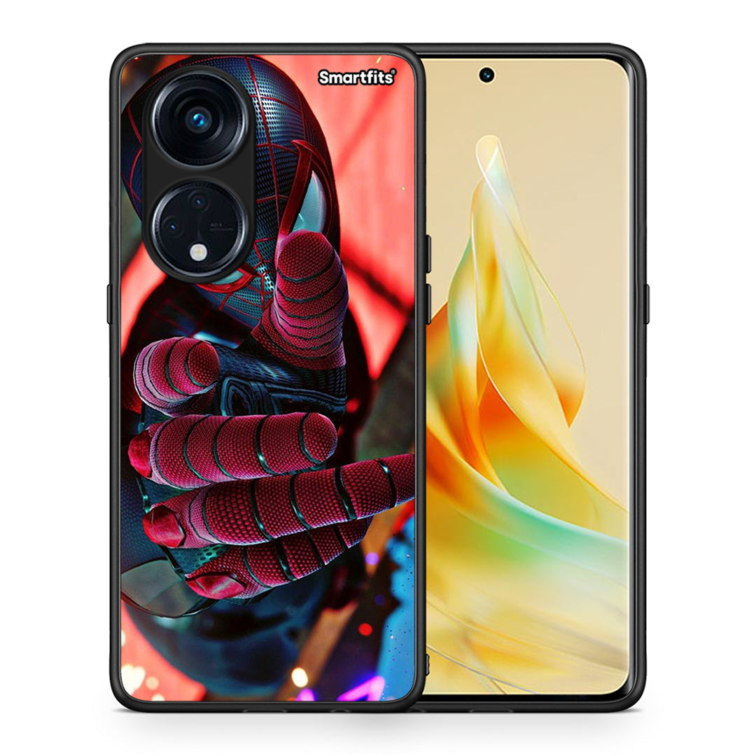 Θήκη Oppo A98 Spider Hand από τη Smartfits με σχέδιο στο πίσω μέρος και μαύρο περίβλημα | Oppo A98 Spider Hand Case with Colorful Back and Black Bezels