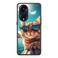 Thumbnail for Θήκη Oppo Reno8T 5G / A98 Summer Cat από τη Smartfits με σχέδιο στο πίσω μέρος και μαύρο περίβλημα | Oppo Reno8T 5G / A98 Summer Cat Case with Colorful Back and Black Bezels