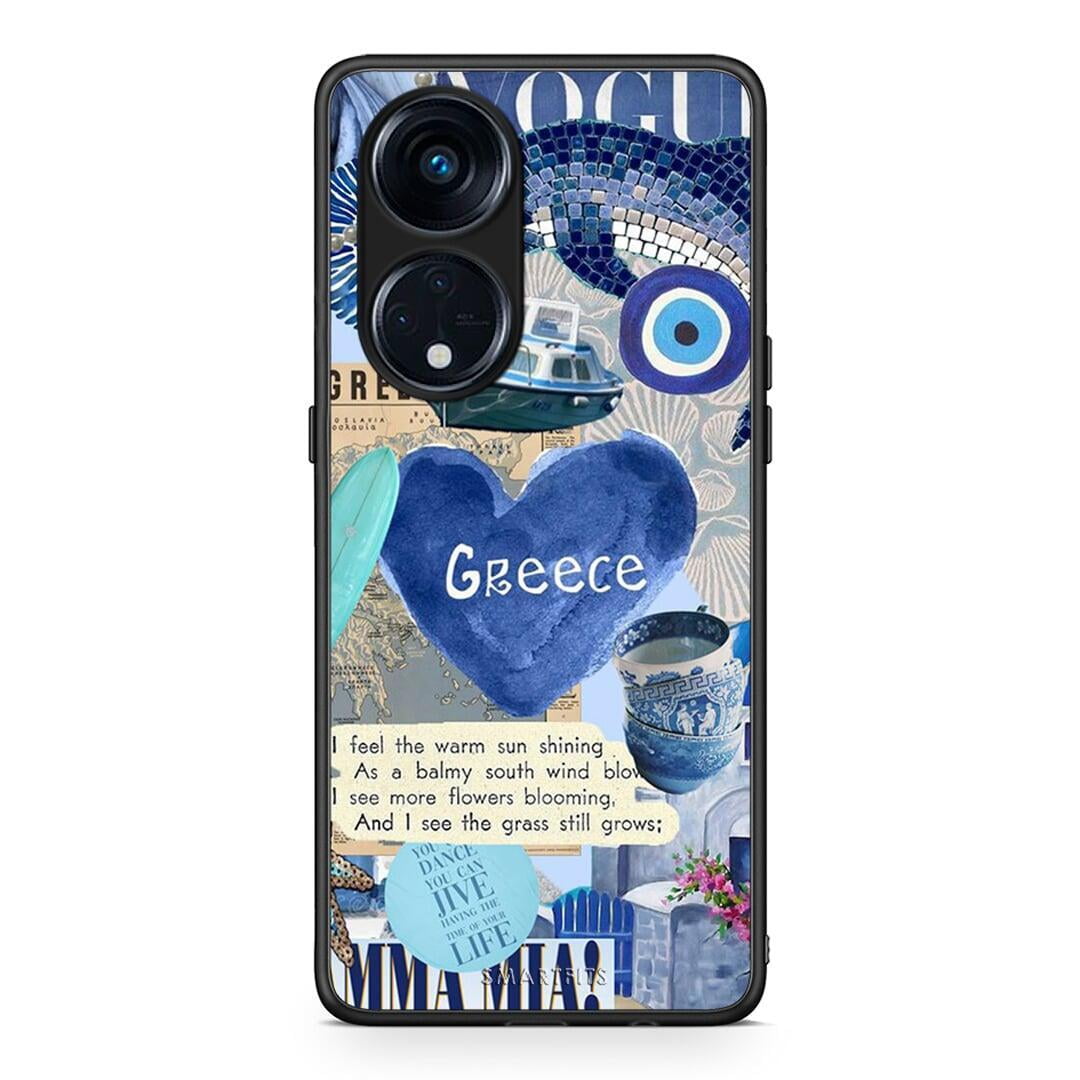 Θήκη Oppo A98 Summer In Greece από τη Smartfits με σχέδιο στο πίσω μέρος και μαύρο περίβλημα | Oppo A98 Summer In Greece Case with Colorful Back and Black Bezels