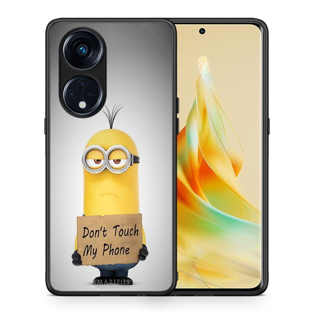 Θήκη Oppo A98 Text Minion από τη Smartfits με σχέδιο στο πίσω μέρος και μαύρο περίβλημα | Oppo A98 Text Minion Case with Colorful Back and Black Bezels