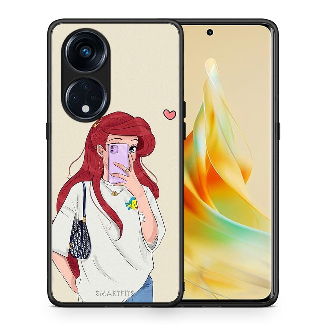 Θήκη Oppo A98 Walking Mermaid από τη Smartfits με σχέδιο στο πίσω μέρος και μαύρο περίβλημα | Oppo A98 Walking Mermaid Case with Colorful Back and Black Bezels