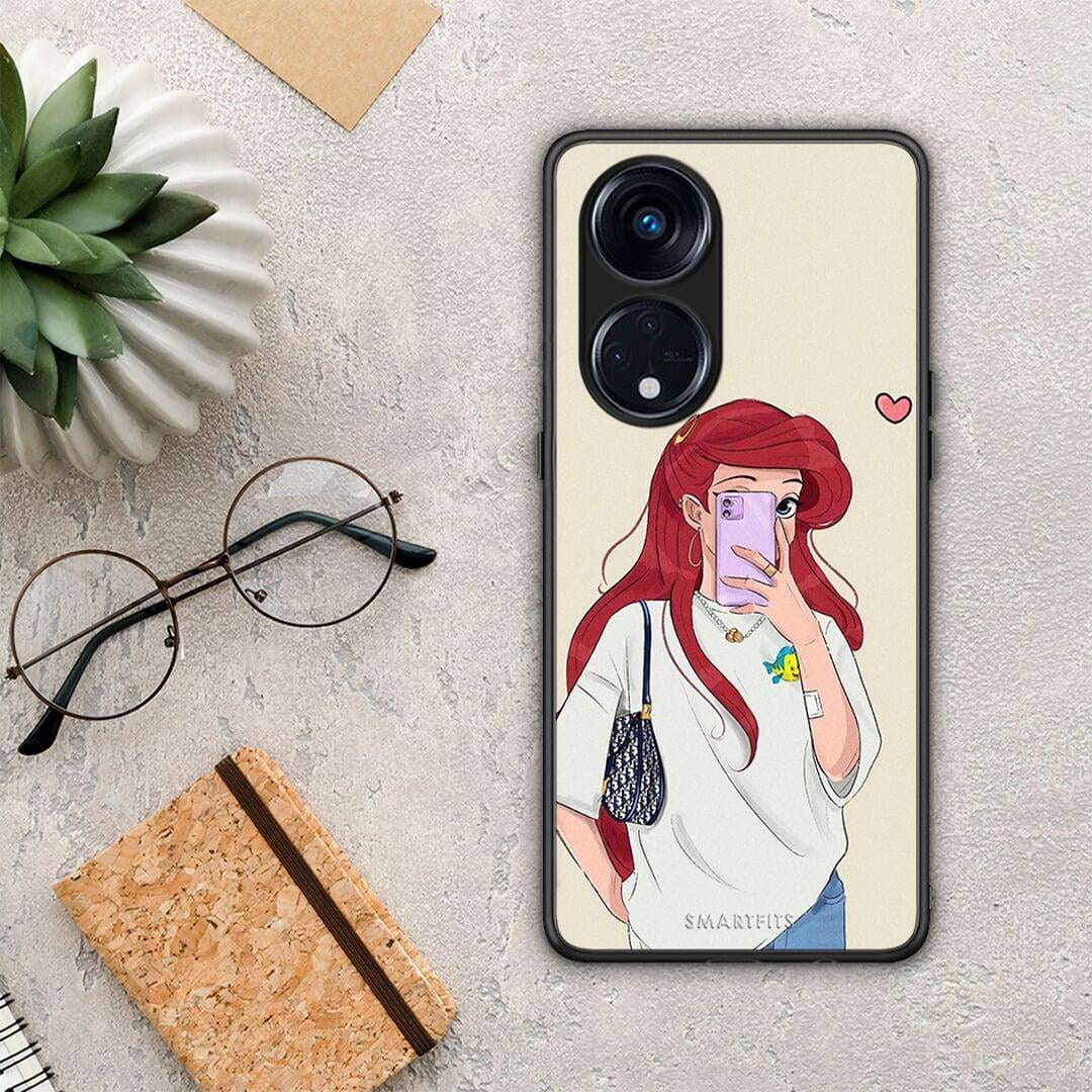 Θήκη Oppo A98 Walking Mermaid από τη Smartfits με σχέδιο στο πίσω μέρος και μαύρο περίβλημα | Oppo A98 Walking Mermaid Case with Colorful Back and Black Bezels