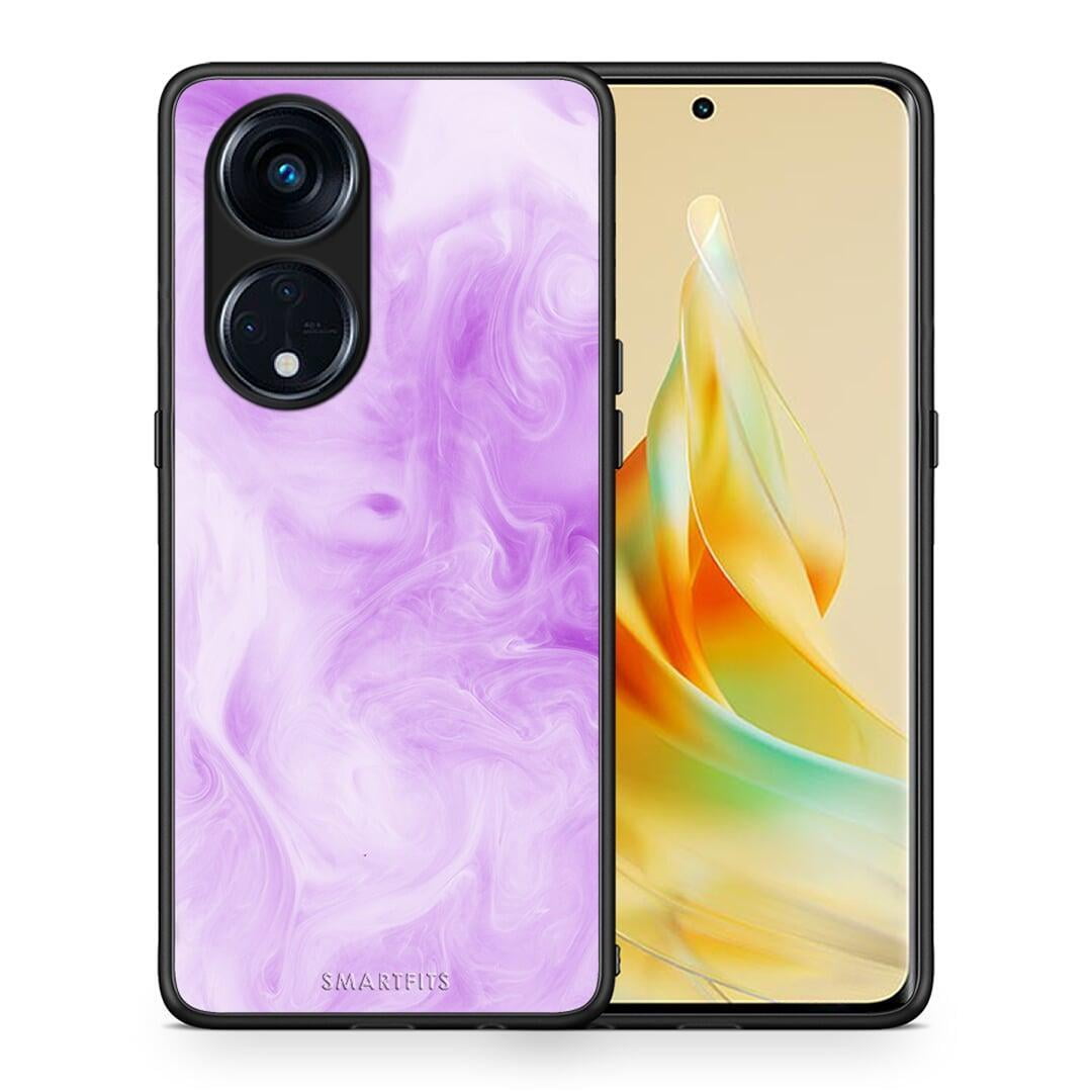 Θήκη Oppo A98 Watercolor Lavender από τη Smartfits με σχέδιο στο πίσω μέρος και μαύρο περίβλημα | Oppo A98 Watercolor Lavender Case with Colorful Back and Black Bezels