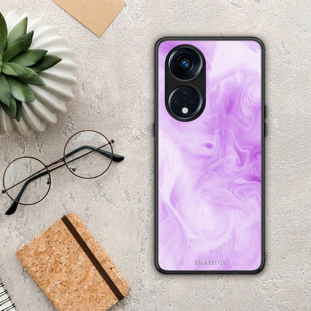 Θήκη Oppo A98 Watercolor Lavender από τη Smartfits με σχέδιο στο πίσω μέρος και μαύρο περίβλημα | Oppo A98 Watercolor Lavender Case with Colorful Back and Black Bezels