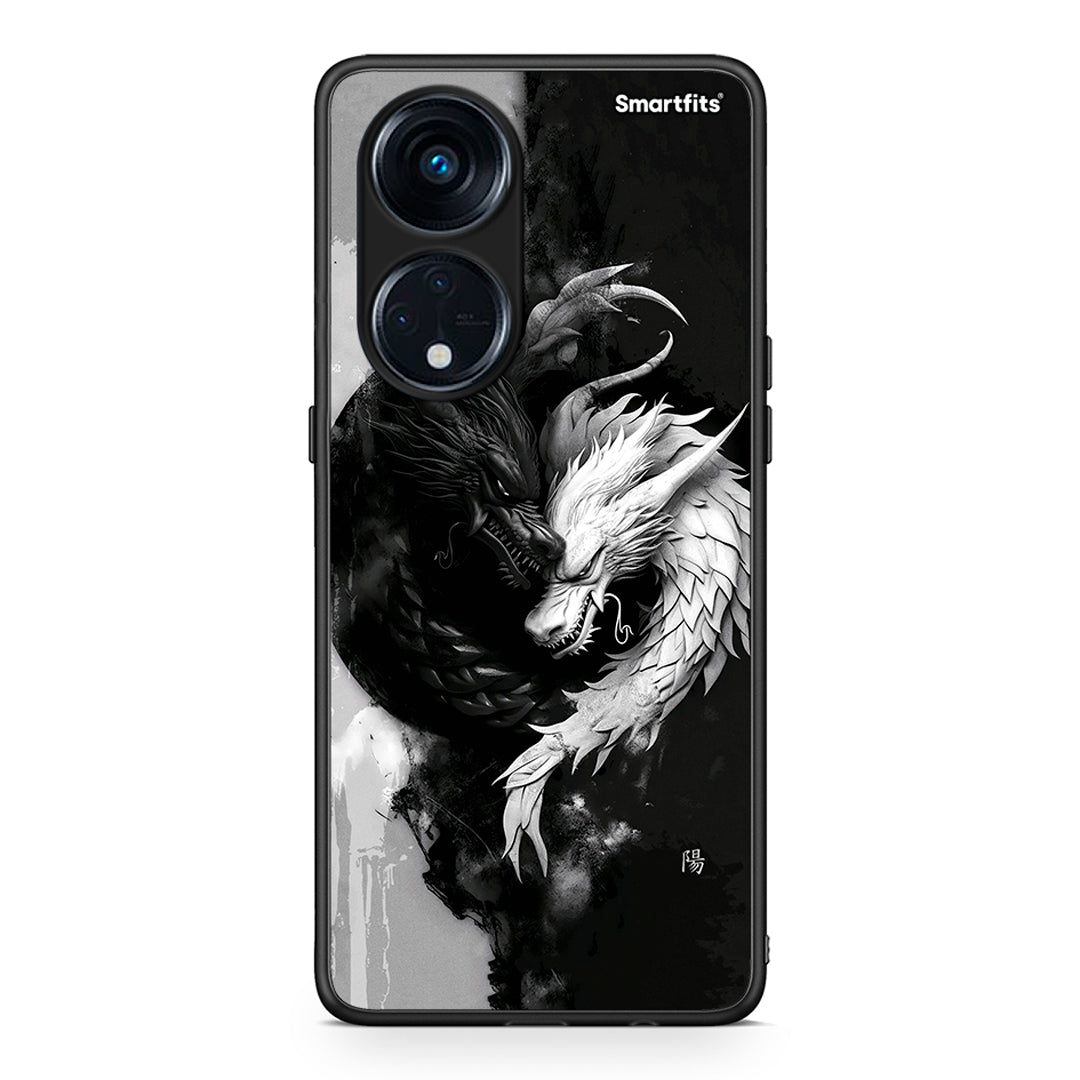 Θήκη Oppo A98 Yin Yang από τη Smartfits με σχέδιο στο πίσω μέρος και μαύρο περίβλημα | Oppo A98 Yin Yang Case with Colorful Back and Black Bezels