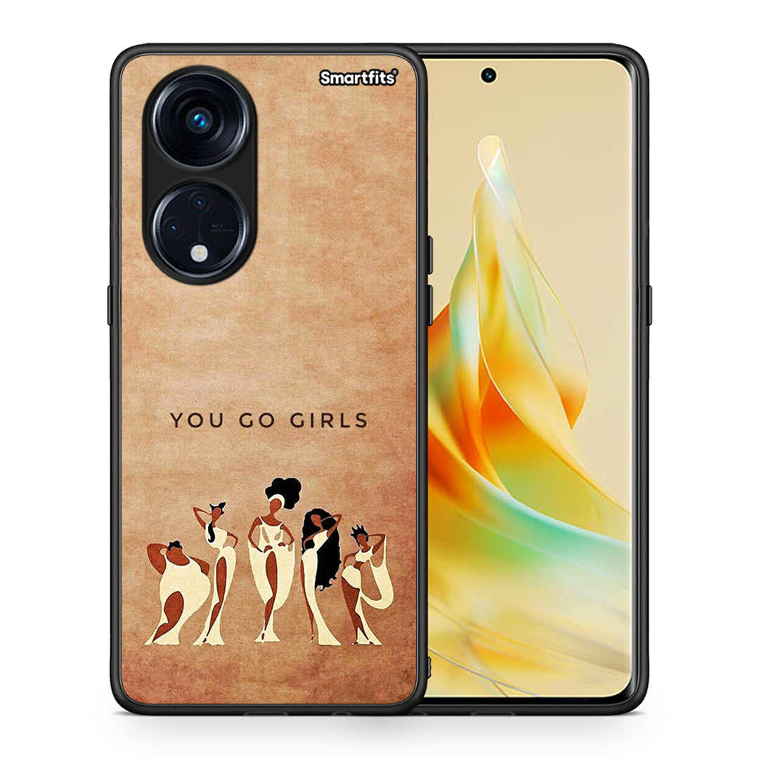 Θήκη Oppo A98 You Go Girl από τη Smartfits με σχέδιο στο πίσω μέρος και μαύρο περίβλημα | Oppo A98 You Go Girl Case with Colorful Back and Black Bezels