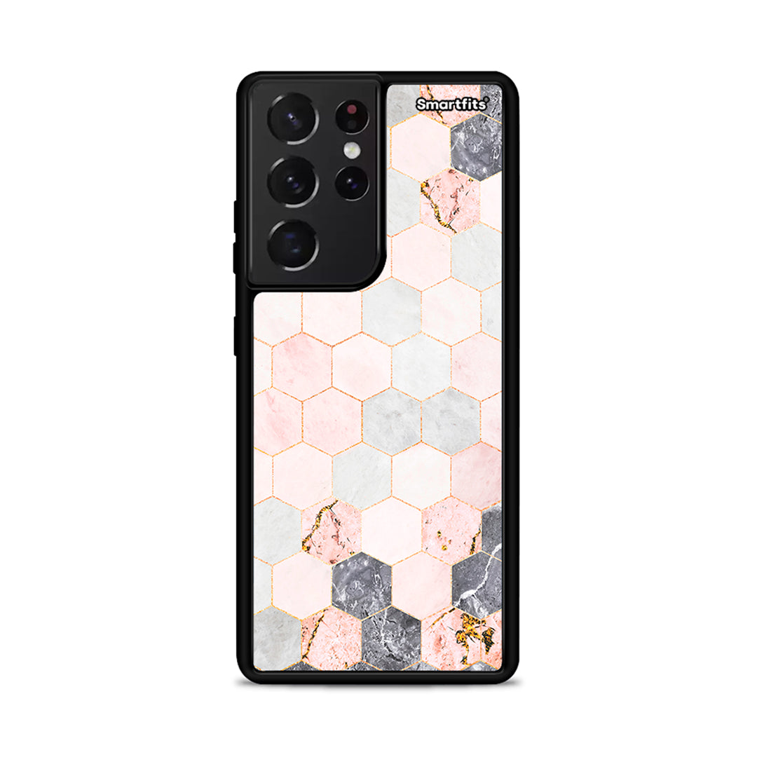 Marble Hexagon Pink - Samsung Galaxy S21 Ultra case