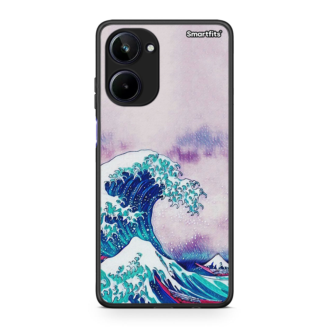 Θήκη Realme 10 Blue Waves από τη Smartfits με σχέδιο στο πίσω μέρος και μαύρο περίβλημα | Realme 10 Blue Waves Case with Colorful Back and Black Bezels