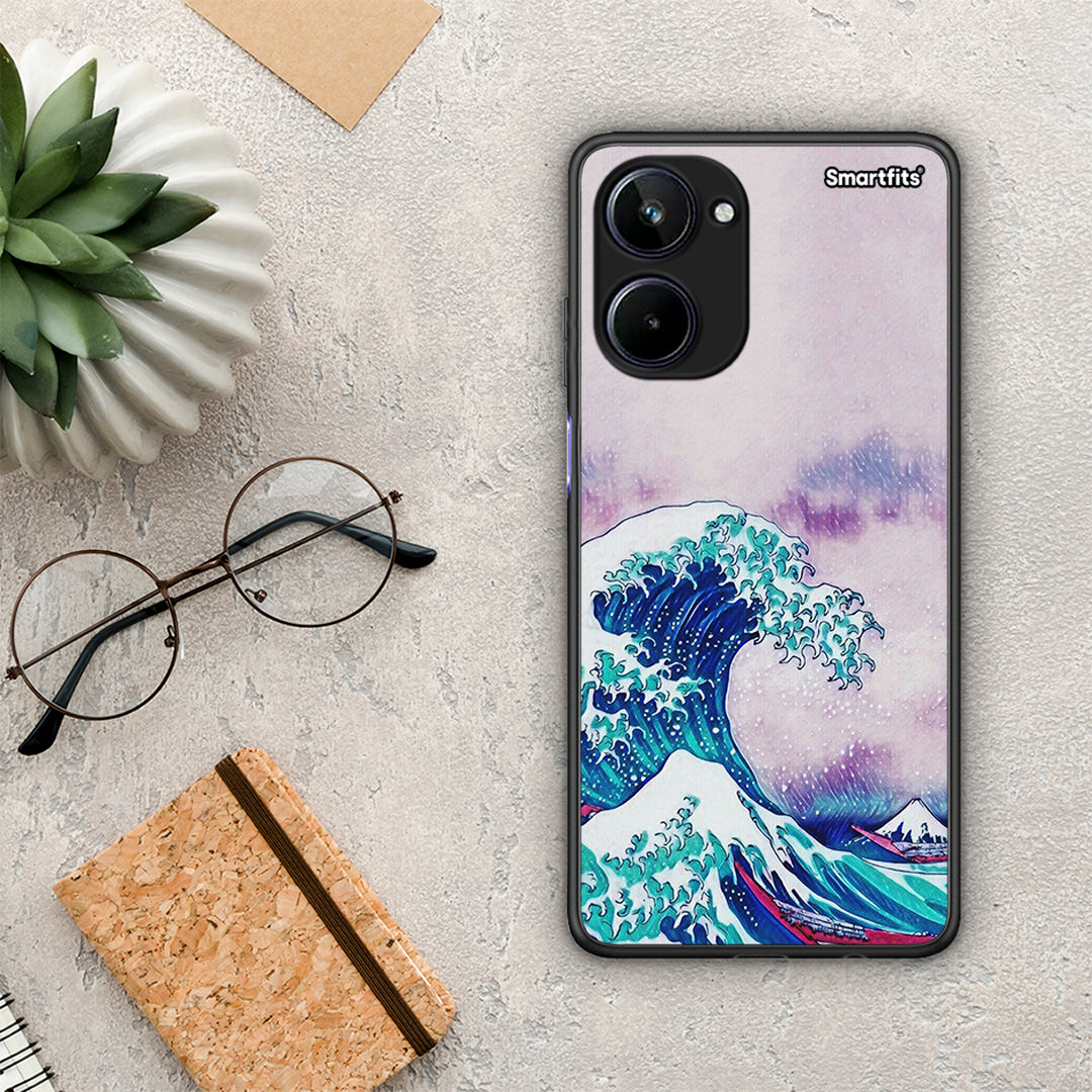 Θήκη Realme 10 Blue Waves από τη Smartfits με σχέδιο στο πίσω μέρος και μαύρο περίβλημα | Realme 10 Blue Waves Case with Colorful Back and Black Bezels