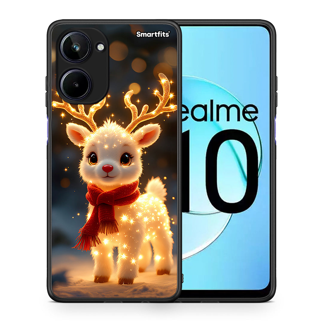 Θήκη Realme 10 Christmas Cutie από τη Smartfits με σχέδιο στο πίσω μέρος και μαύρο περίβλημα | Realme 10 Christmas Cutie Case with Colorful Back and Black Bezels