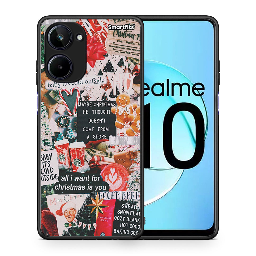 Θήκη Realme 10 Christmas Happiness από τη Smartfits με σχέδιο στο πίσω μέρος και μαύρο περίβλημα | Realme 10 Christmas Happiness Case with Colorful Back and Black Bezels