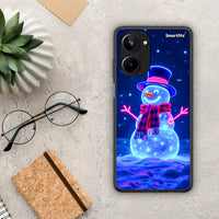 Thumbnail for Θήκη Realme 10 Christmas Neon Snowman από τη Smartfits με σχέδιο στο πίσω μέρος και μαύρο περίβλημα | Realme 10 Christmas Neon Snowman Case with Colorful Back and Black Bezels