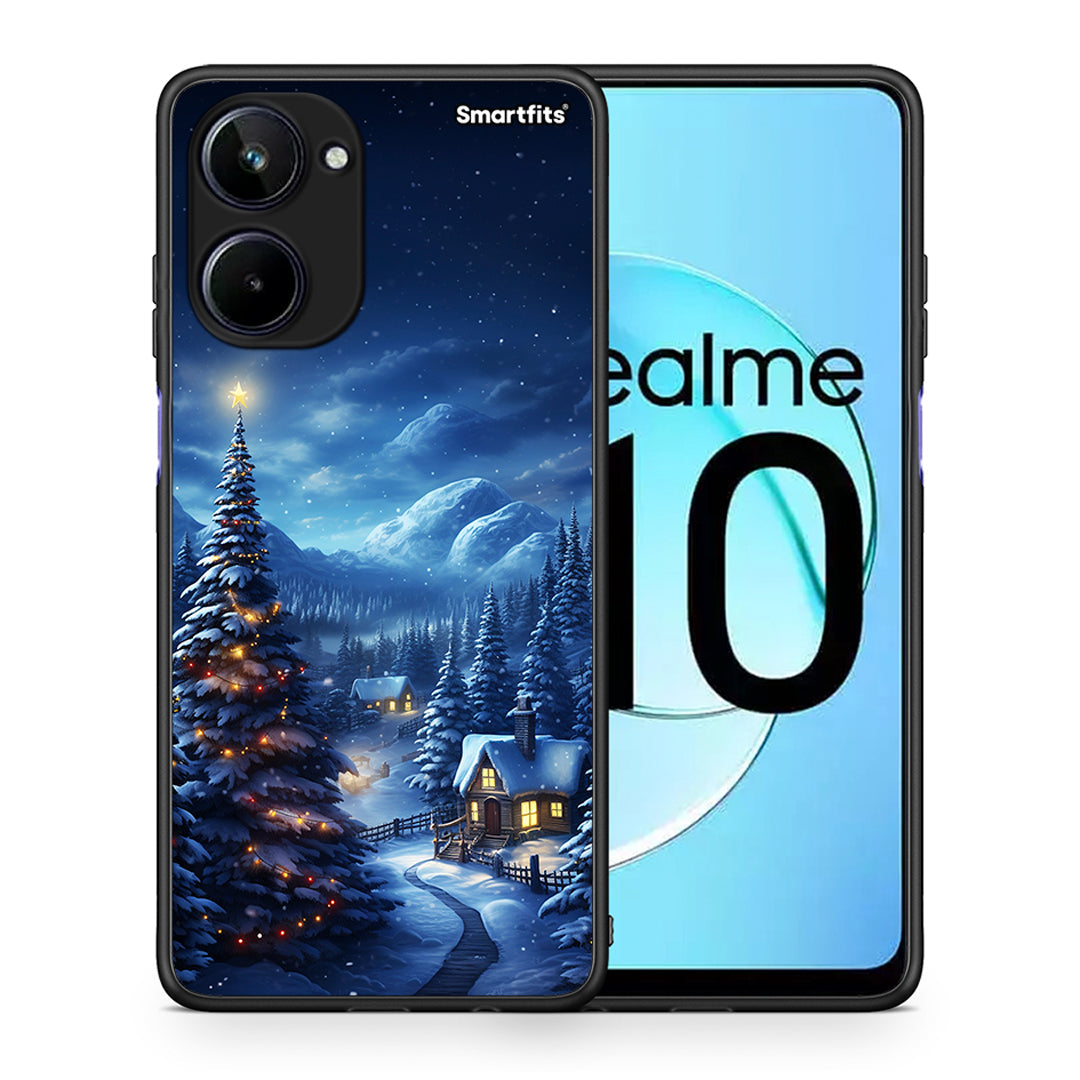 Θήκη Realme 10 Christmas Scenery από τη Smartfits με σχέδιο στο πίσω μέρος και μαύρο περίβλημα | Realme 10 Christmas Scenery Case with Colorful Back and Black Bezels