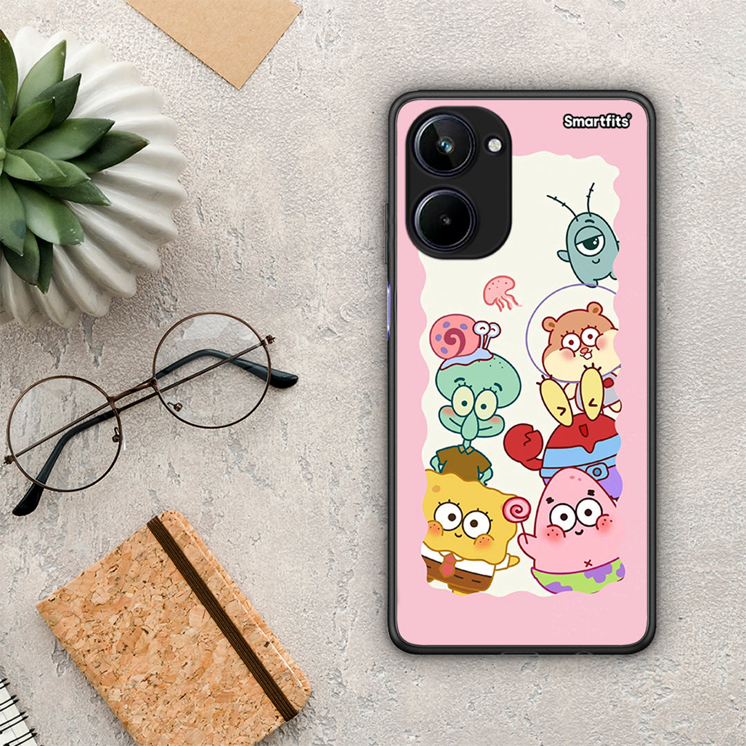 Θήκη Realme 10 Cute Companion από τη Smartfits με σχέδιο στο πίσω μέρος και μαύρο περίβλημα | Realme 10 Cute Companion Case with Colorful Back and Black Bezels