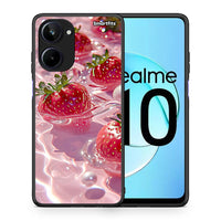 Thumbnail for Θήκη Realme 10 Juicy Strawberries από τη Smartfits με σχέδιο στο πίσω μέρος και μαύρο περίβλημα | Realme 10 Juicy Strawberries Case with Colorful Back and Black Bezels