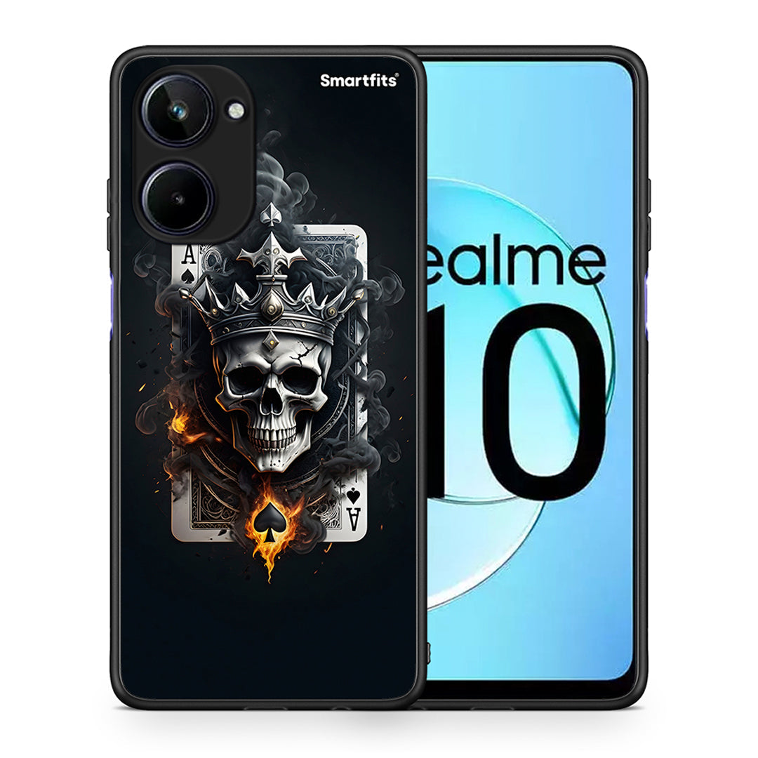 Θήκη Realme 10 Skull King Ace από τη Smartfits με σχέδιο στο πίσω μέρος και μαύρο περίβλημα | Realme 10 Skull King Ace Case with Colorful Back and Black Bezels