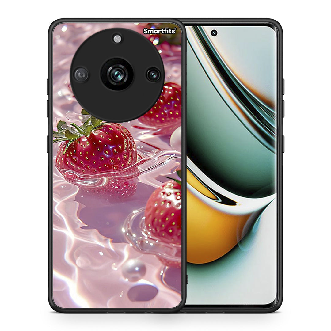 Θήκη Realme 11 Pro+ Juicy Strawberries από τη Smartfits με σχέδιο στο πίσω μέρος και μαύρο περίβλημα | Realme 11 Pro+ Juicy Strawberries case with colorful back and black bezels