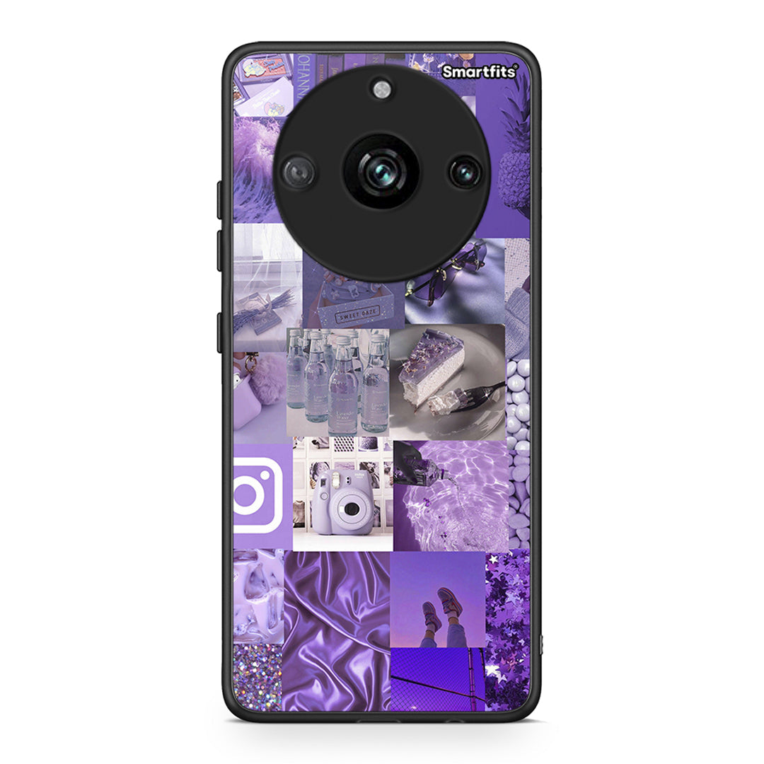 Realme 11 Pro+ Purple Aesthetic Collage θήκη από τη Smartfits με σχέδιο στο πίσω μέρος και μαύρο περίβλημα | Smartphone case with colorful back and black bezels by Smartfits