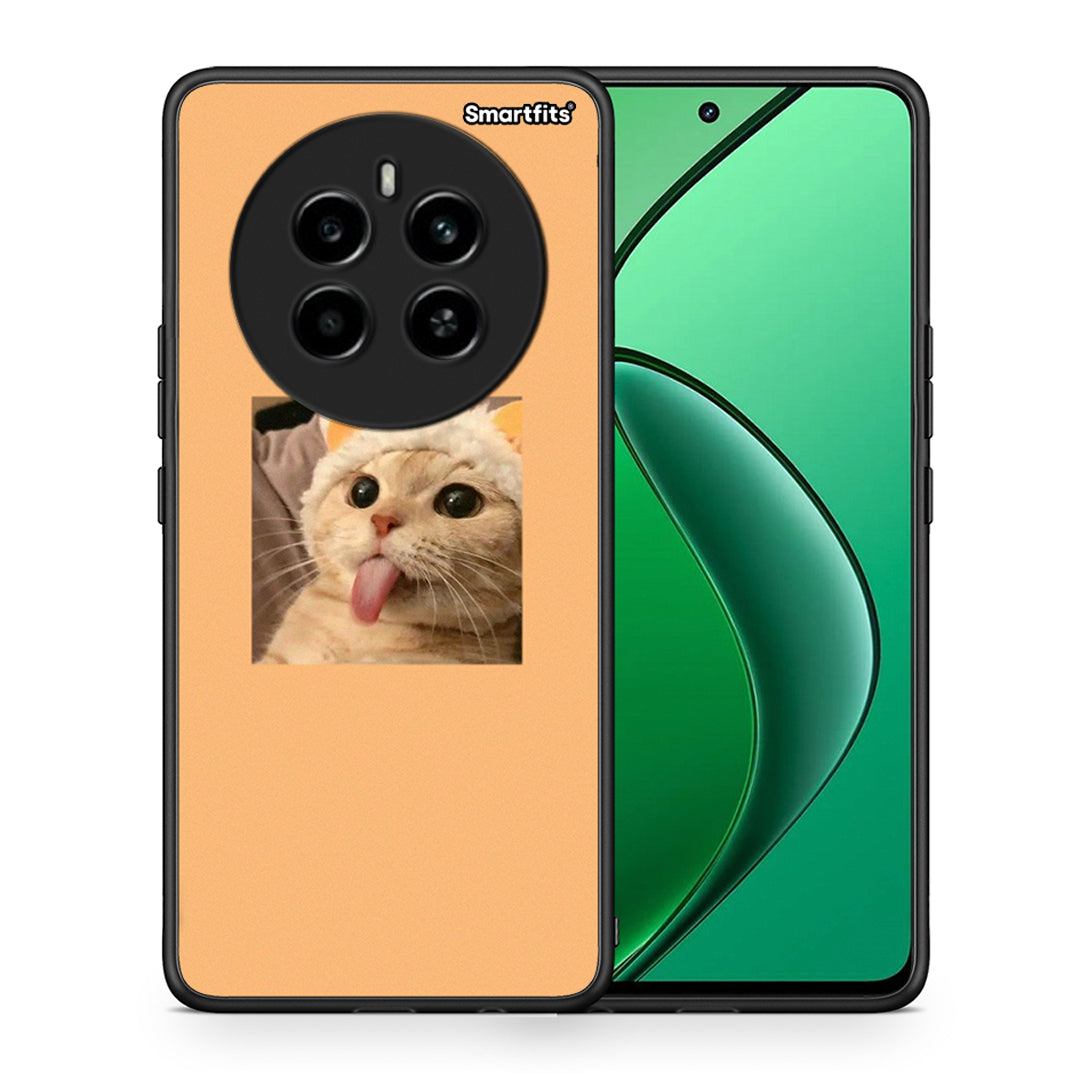 Θήκη Realme 12 4G / 12+ / 13 4G Cat Tongue από τη Smartfits με σχέδιο στο πίσω μέρος και μαύρο περίβλημα | Realme 12 4G / 12+ / 13 4G Cat Tongue case with colorful back and black bezels