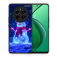 Thumbnail for Θήκη Realme 12 4G / 12+ / 13 4G Christmas Neon Snowman από τη Smartfits με σχέδιο στο πίσω μέρος και μαύρο περίβλημα | Realme 12 4G / 12+ / 13 4G Christmas Neon Snowman case with colorful back and black bezels