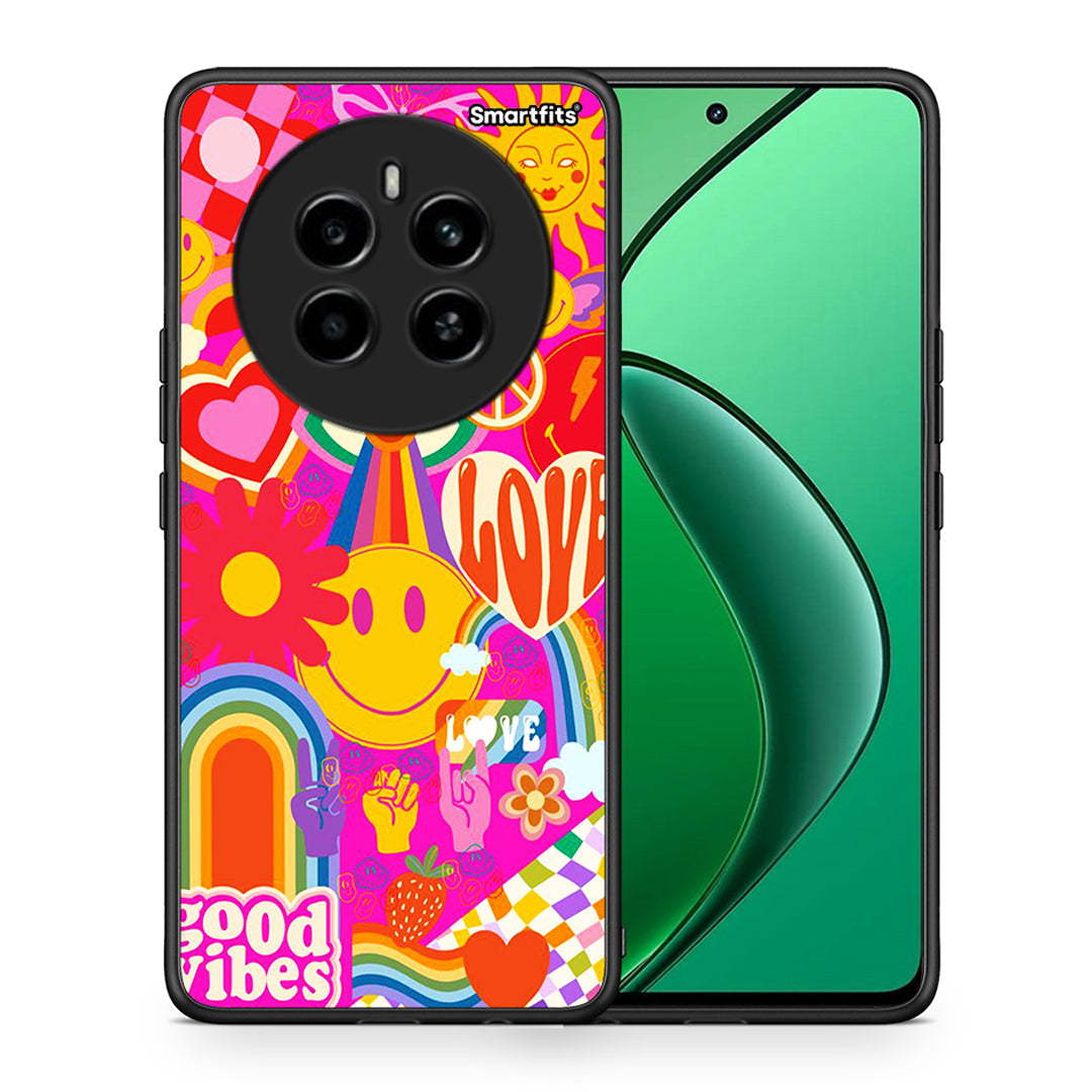 Θήκη Realme 12 4G / 12+ / 13 4G Hippie Love από τη Smartfits με σχέδιο στο πίσω μέρος και μαύρο περίβλημα | Realme 12 4G / 12+ / 13 4G Hippie Love case with colorful back and black bezels