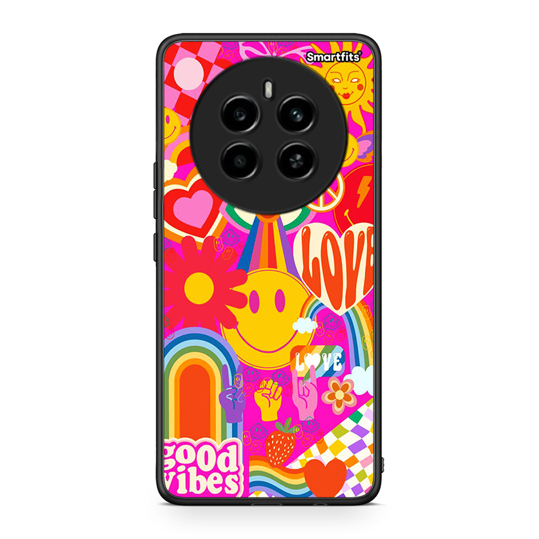 Realme 12 4G / 12+ / 13 4G Hippie Love θήκη από τη Smartfits με σχέδιο στο πίσω μέρος και μαύρο περίβλημα | Smartphone case with colorful back and black bezels by Smartfits