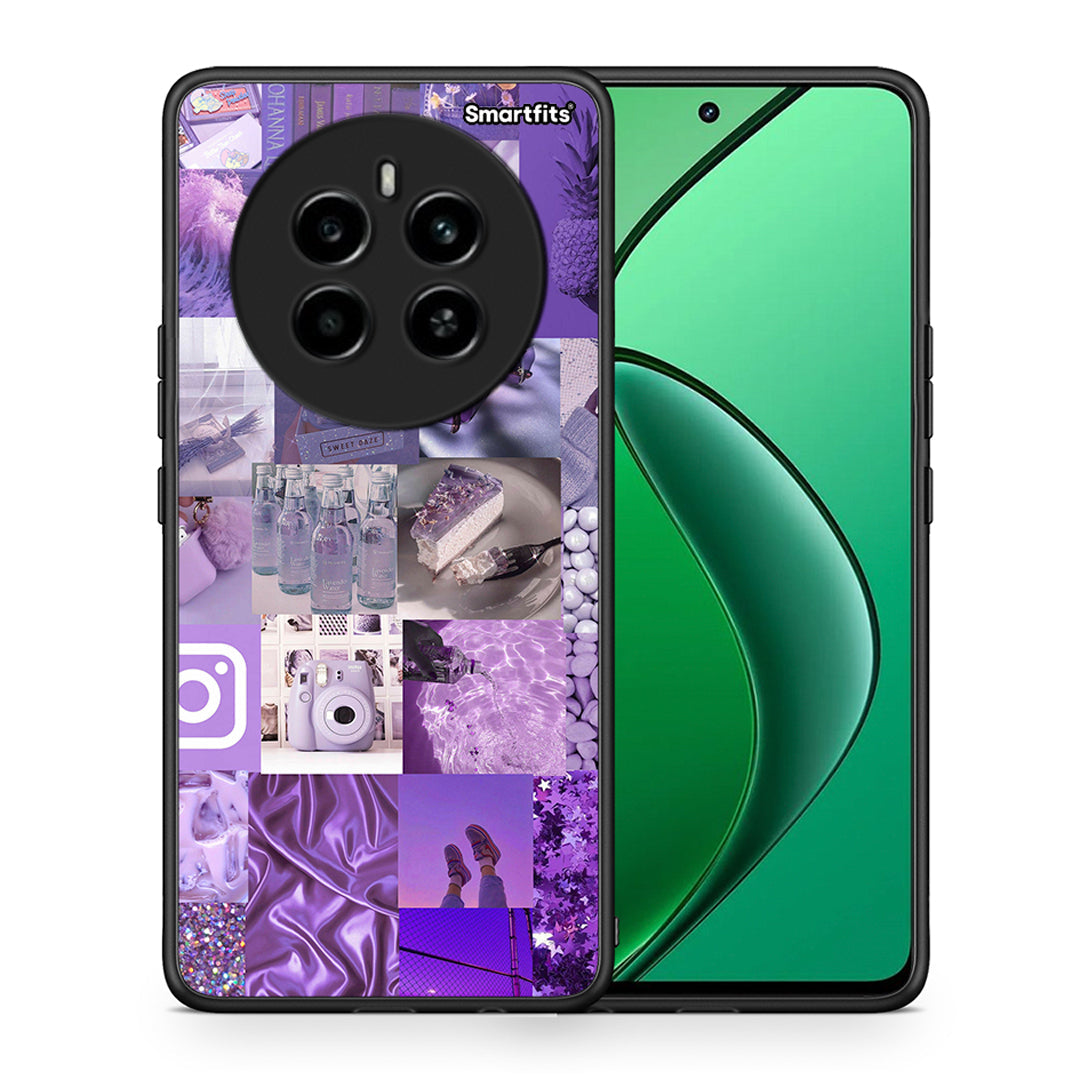 Θήκη Realme 12 4G / 12+ / 13 4G Purple Aesthetic Collage από τη Smartfits με σχέδιο στο πίσω μέρος και μαύρο περίβλημα | Realme 12 4G / 12+ / 13 4G Purple Aesthetic Collage case with colorful back and black bezels