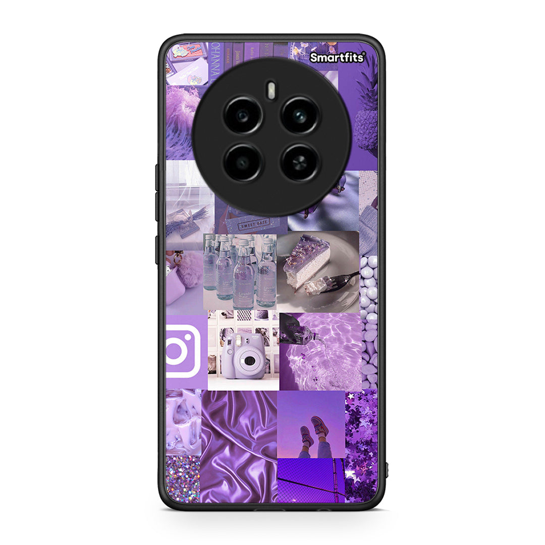 Realme 12 4G / 12+ / 13 4G Purple Aesthetic Collage θήκη από τη Smartfits με σχέδιο στο πίσω μέρος και μαύρο περίβλημα | Smartphone case with colorful back and black bezels by Smartfits