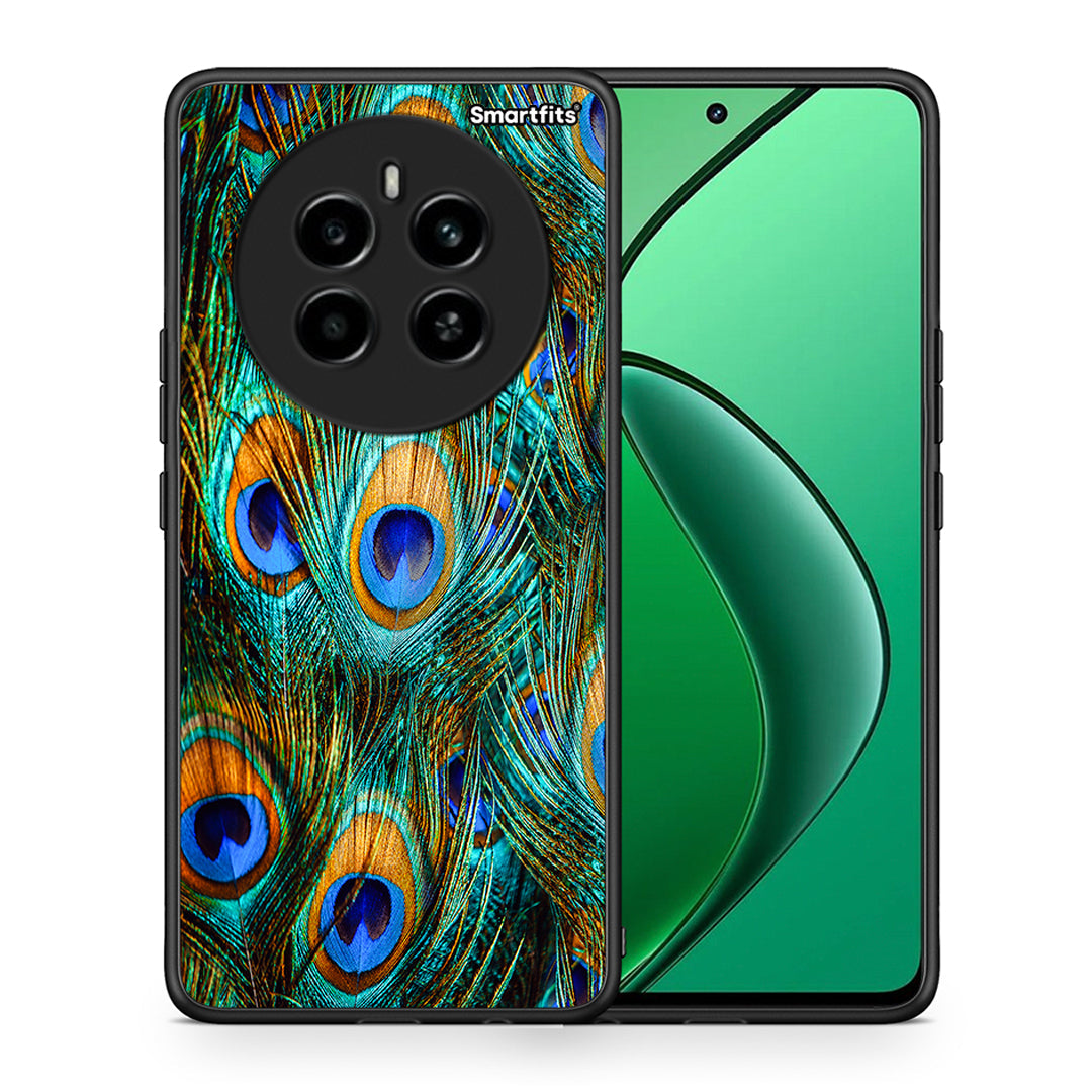 Θήκη Realme 12 4G / 12+ / 13 4G Real Peacock Feathers από τη Smartfits με σχέδιο στο πίσω μέρος και μαύρο περίβλημα | Realme 12 4G / 12+ / 13 4G Real Peacock Feathers case with colorful back and black bezels