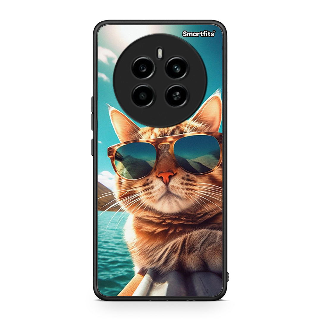 Realme 12 4G / 12+ / 13 4G Summer Cat θήκη από τη Smartfits με σχέδιο στο πίσω μέρος και μαύρο περίβλημα | Smartphone case with colorful back and black bezels by Smartfits