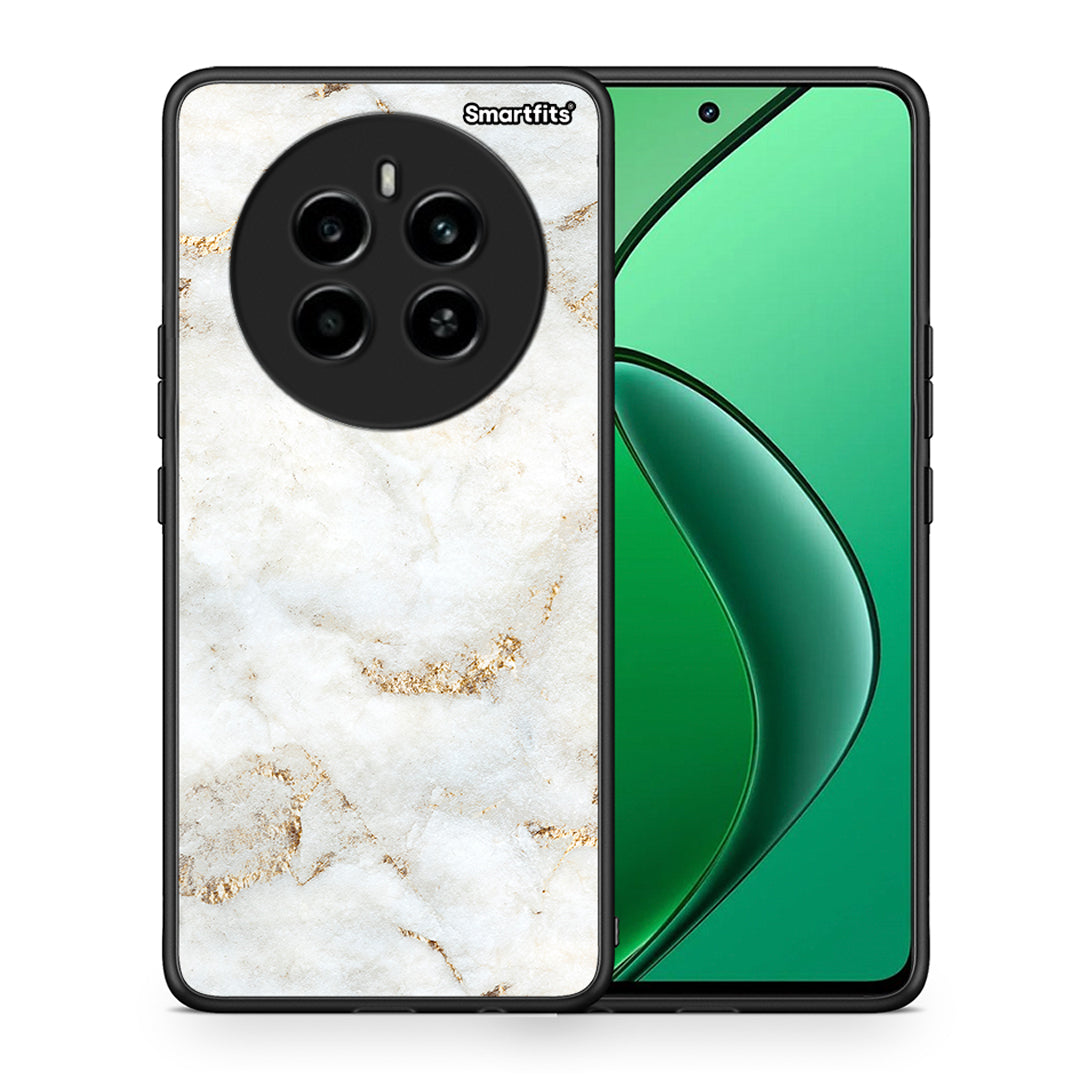 Θήκη Realme 12 4G / 12+ / 13 4G White Gold Marble από τη Smartfits με σχέδιο στο πίσω μέρος και μαύρο περίβλημα | Realme 12 4G / 12+ / 13 4G White Gold Marble case with colorful back and black bezels